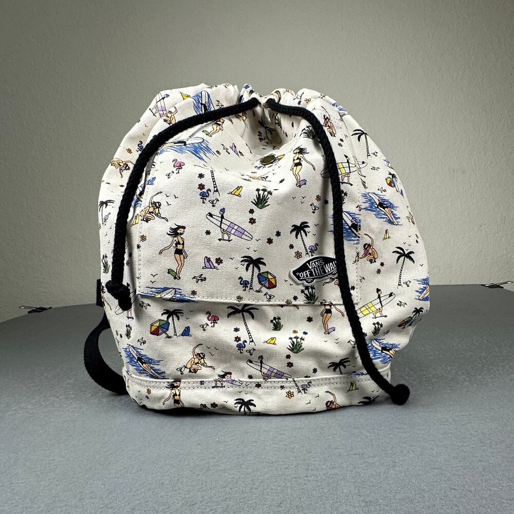 Vans Off The Wall Surf Beach Print Drawstring Backpack